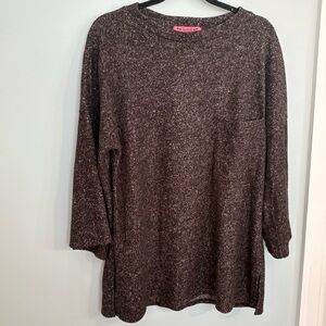 VTG Style Minimalist Lagenlook Layering Chocolate Brown Tunic Top Large